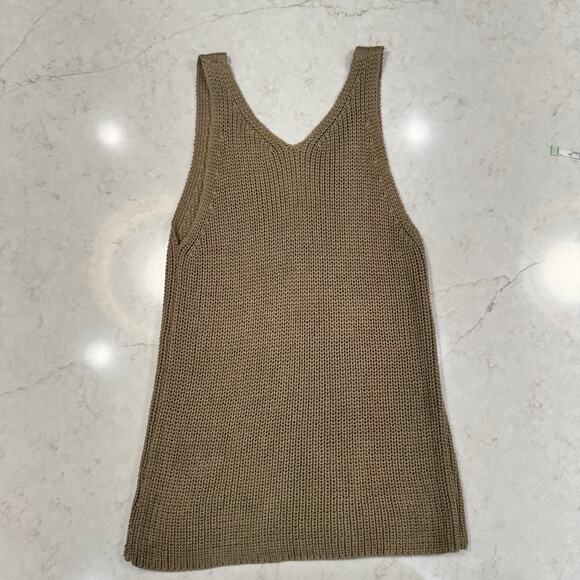La Miel Open Knit Tank Top Sleeveless Sweater Women's Medium Brown Coastal Boho - Picture 10 of 14